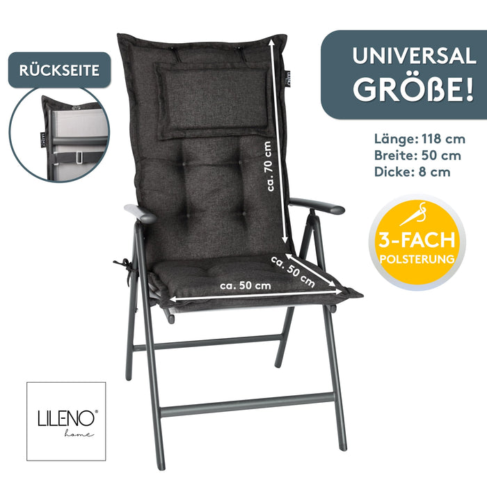 Hochlehnerauflage 1er Set MARBELLA - Gartenstuhl Auflage, bequeme Sitzauflage für Gartenmöbel, Stuhlkissen