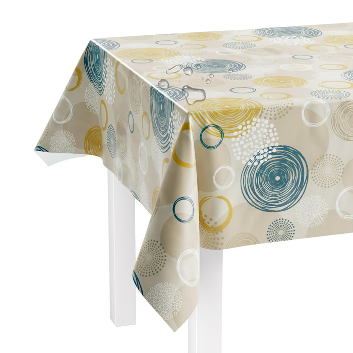 Tischdecke abwaschbar als Meterware oder rund in Swirl beige - Wachstuchtischdecke wasserabweisend