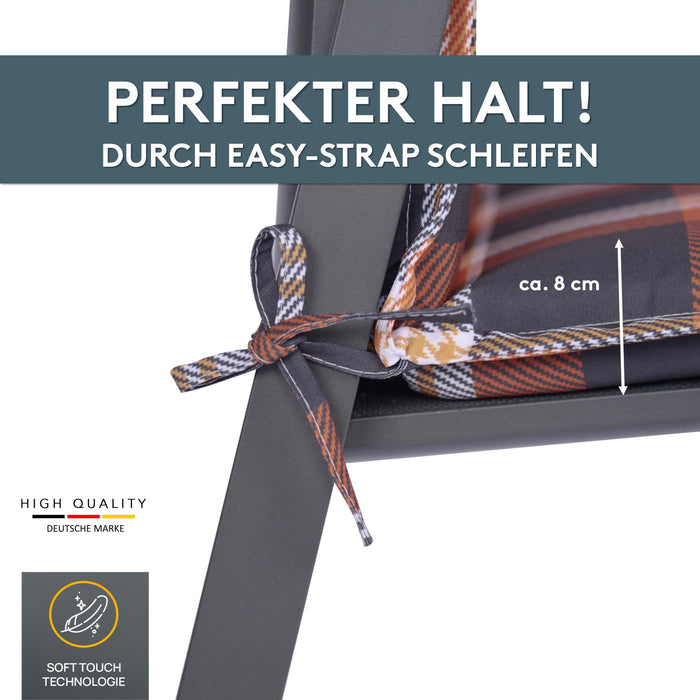 Niedriglehnerauflage 1er Set MARBELLA - Gartenstuhl Auflage, bequeme Sitzauflage für Gartenmöbel, Stuhlkissen