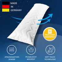 Seitenschläferkissen 40x145 cm 1er Set (1100 g Füllung) - Stillkissen + herausnehmbares Innenkissen