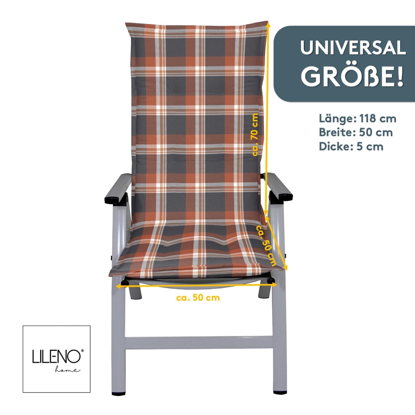 Hochlehnerauflage Gartenstuhl Auflage 1er Set FLORENCE, bequeme Sitzauflage für Gartenmöbel, Stuhlkissen