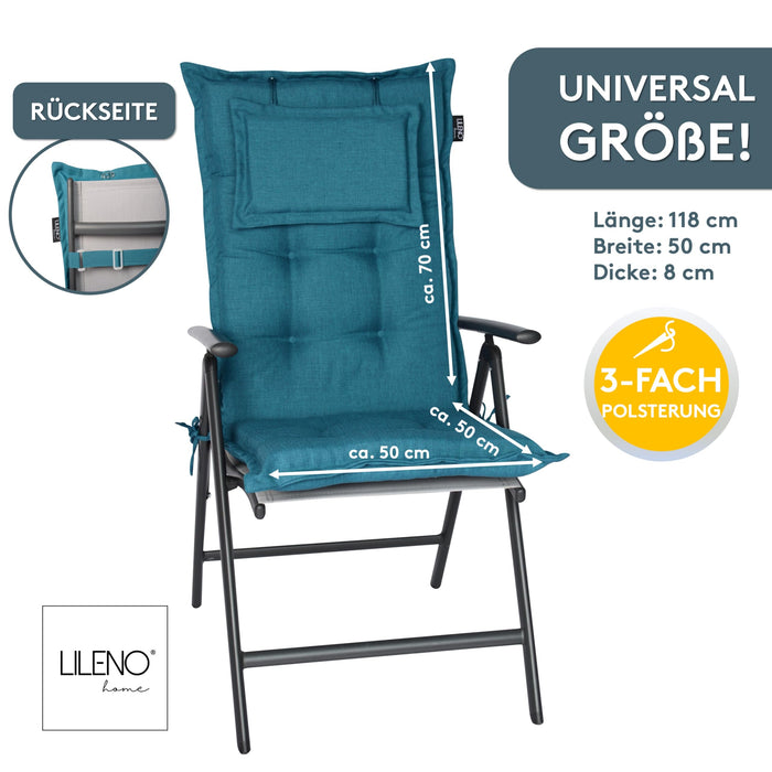Hochlehnerauflage 1er Set MARBELLA - Gartenstuhl Auflage, bequeme Sitzauflage für Gartenmöbel, Stuhlkissen