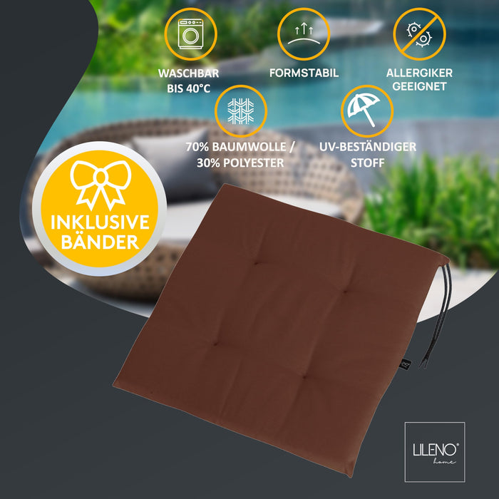 Stuhlkissen 4er Set LAURA FIUME - Sitzkissen für Gartenstuhl, Küchenstuhl oder Esszimmerstuhl