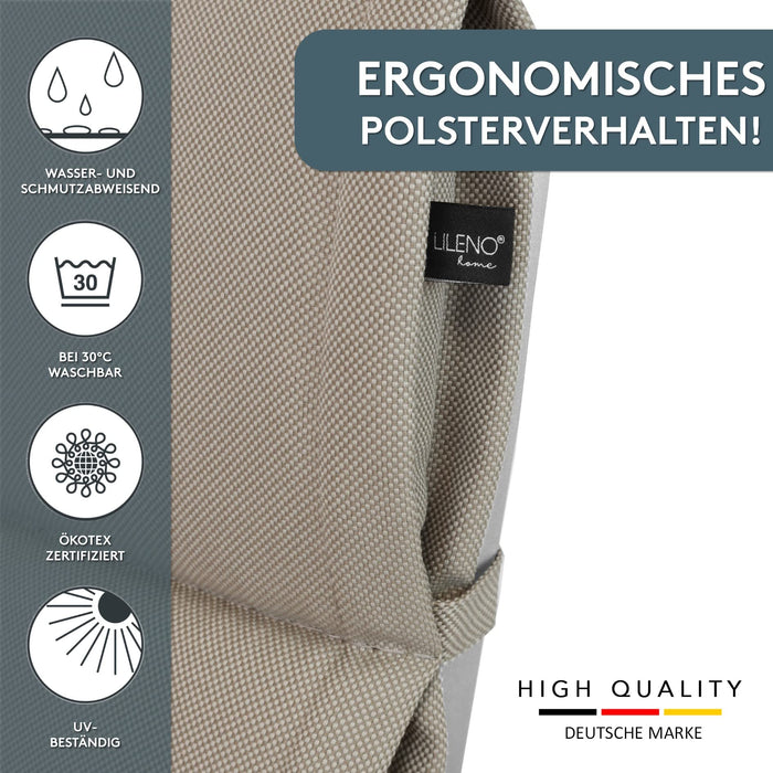 Hochlehnerauflage 2er Set ALUTEX bequeme Sitzauflage für Gartenmöbel, Stuhlkissen für Klappstühle