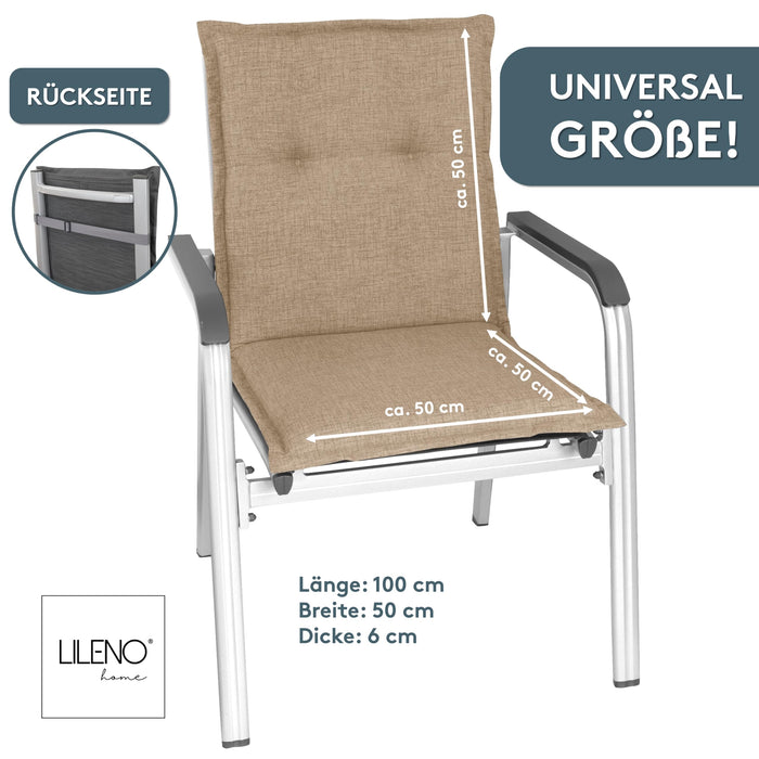 Niedriglehnerauflage 2er Set FLORENCE TINO - Gartenstuhl Auflage, bequeme Sitzauflage für Gartenmöbel, Stuhlkissen