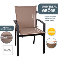 Niedriglehnerauflage MIAMI - Gartenstuhl Auflage, bequeme Sitzauflage für Gartenmöbel, Stuhlkissen