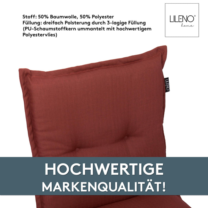 Niedriglehnerauflage 1er Set MARBELLA - Gartenstuhl Auflage, bequeme Sitzauflage für Gartenmöbel, Stuhlkissen