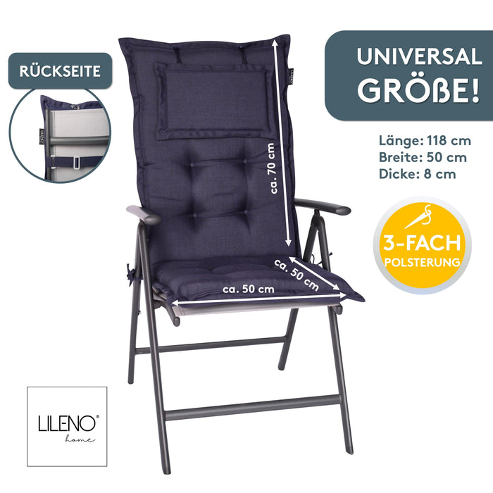 Hochlehnerauflage 1er Set MARBELLA - Gartenstuhl Auflage, bequeme Sitzauflage für Gartenmöbel, Stuhlkissen