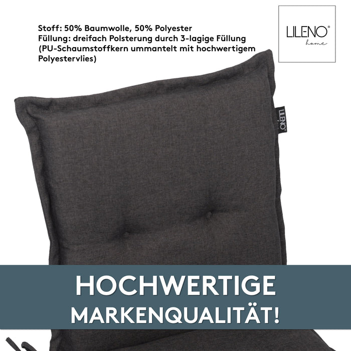 Niedriglehnerauflage 1er Set MARBELLA - Gartenstuhl Auflage, bequeme Sitzauflage für Gartenmöbel, Stuhlkissen