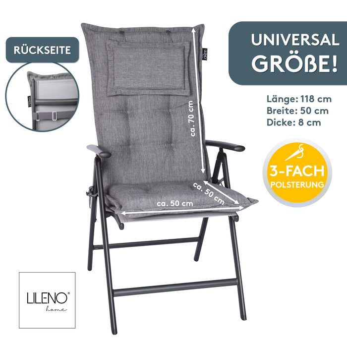 Hochlehnerauflage 1er Set MARBELLA - Gartenstuhl Auflage, bequeme Sitzauflage für Gartenmöbel, Stuhlkissen