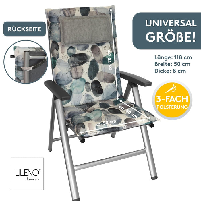Hochlehnerauflage 1er Set MARBELLA - Gartenstuhl Auflage, bequeme Sitzauflage für Gartenmöbel, Stuhlkissen
