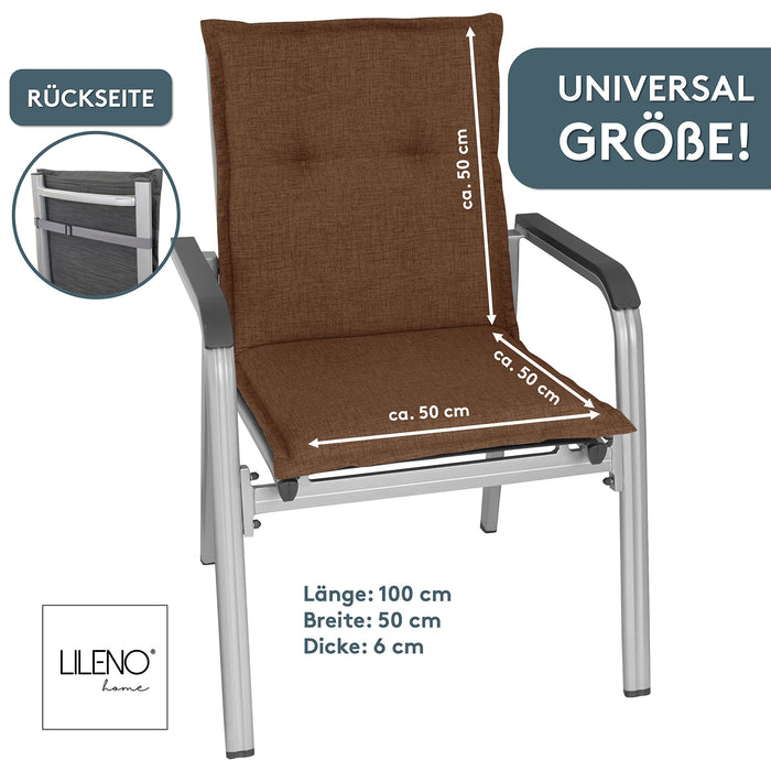 Niedriglehnerauflage 2er Set FLORENCE TINO - Gartenstuhl Auflage, bequeme Sitzauflage für Gartenmöbel, Stuhlkissen