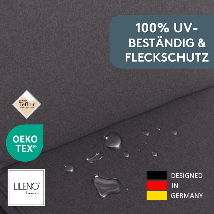 Hochlehnerauflage mit Kopfkissen 2er Set DUBAI - Gartenstuhl Auflage, bequeme Sitzauflage für Gartenmöbel, Stuhlkissen