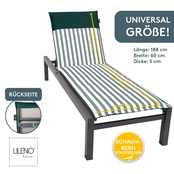 Liegenauflage MALTA perfekt für Strandliege, Sonnenliege Auflage, Gartenliege Auflage