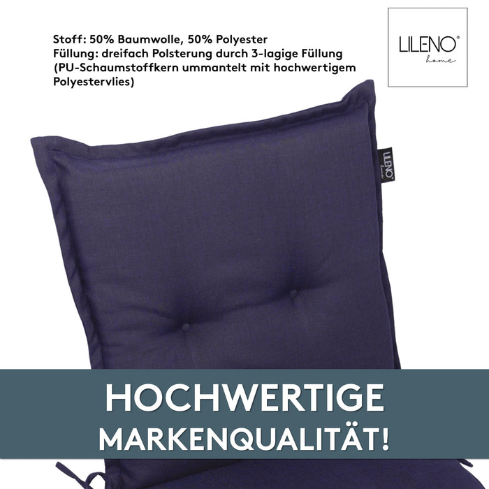 Niedriglehnerauflage 1er Set MARBELLA - Gartenstuhl Auflage, bequeme Sitzauflage für Gartenmöbel, Stuhlkissen