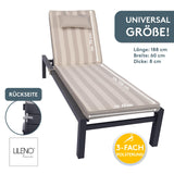 Liegenauflage mit Kopfkissen MARBELLA perfekt für Strandliegen, Sonnenliege Auflage, Gartenliege Auflage