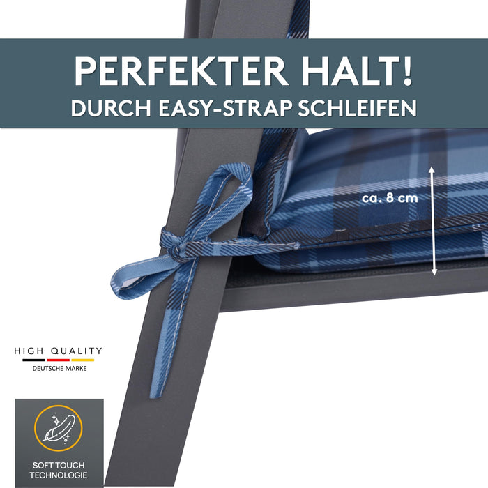 Hochlehnerauflage 1er Set MARBELLA - Gartenstuhl Auflage, bequeme Sitzauflage für Gartenmöbel, Stuhlkissen