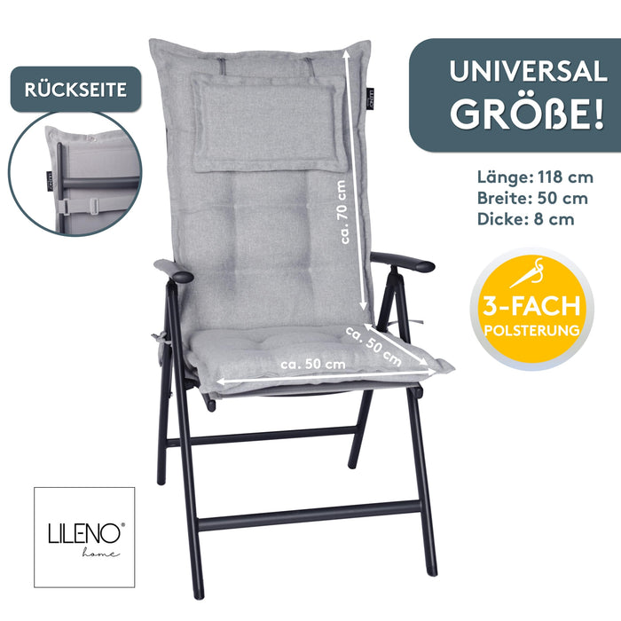 Hochlehnerauflage 1er Set MARBELLA - Gartenstuhl Auflage, bequeme Sitzauflage für Gartenmöbel, Stuhlkissen