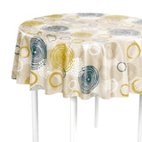 Tischdecke abwaschbar als Meterware oder rund in Swirl beige - Wachstuchtischdecke wasserabweisend