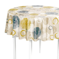 Tischdecke abwaschbar als Meterware oder rund in Swirl beige - Wachstuchtischdecke wasserabweisend