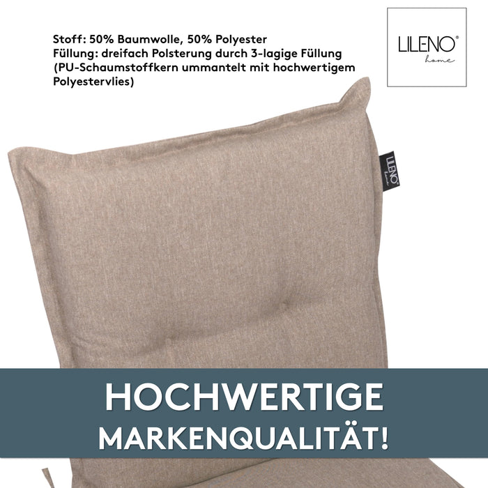 Niedriglehnerauflage 1er Set MARBELLA - Gartenstuhl Auflage, bequeme Sitzauflage für Gartenmöbel, Stuhlkissen