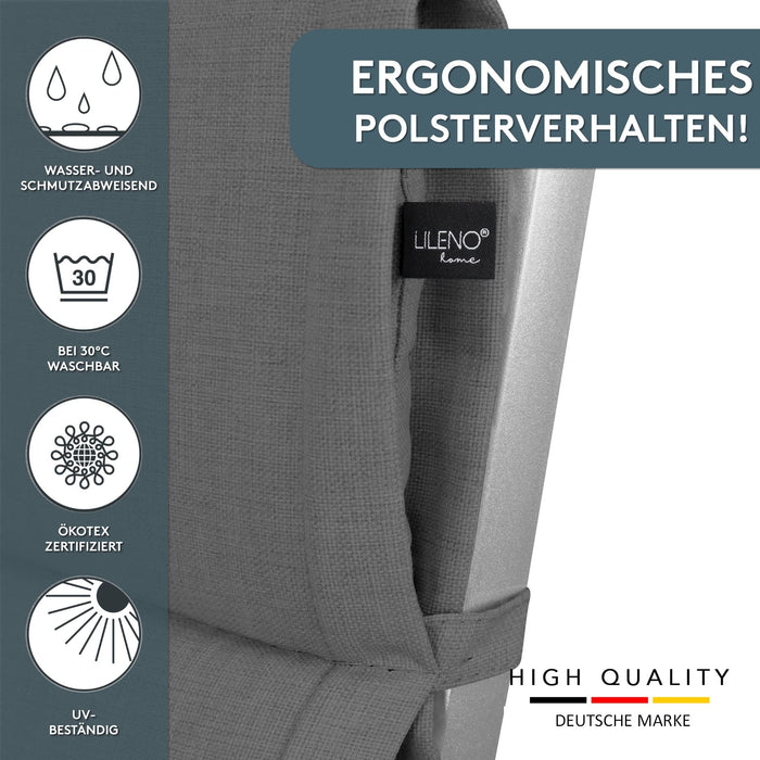 Hochlehnerauflage 2er Set ALUTEX bequeme Sitzauflage für Gartenmöbel, Stuhlkissen für Klappstühle