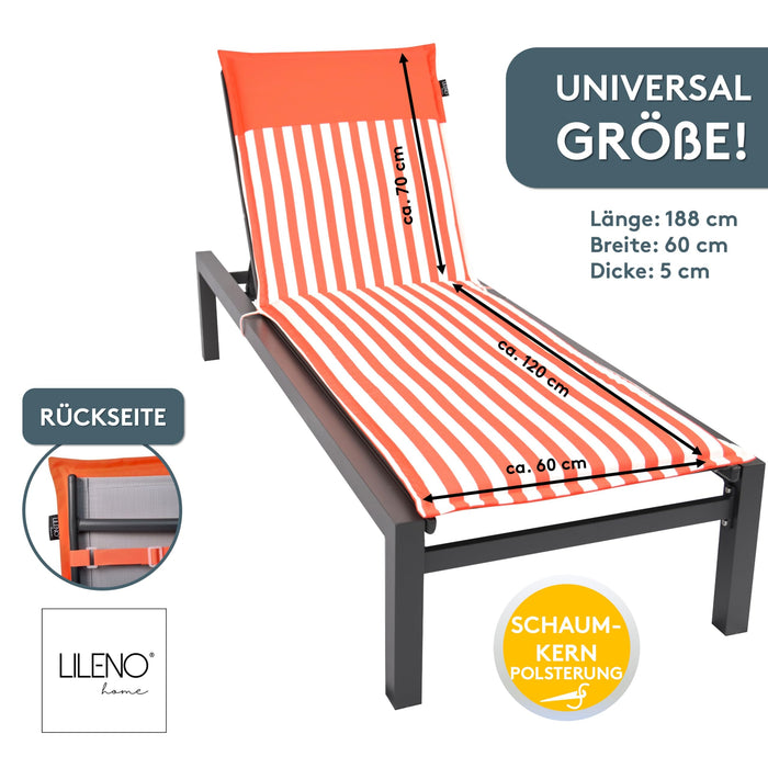 Liegenauflage MALTA perfekt für Strandliege, Sonnenliege Auflage, Gartenliege Auflage