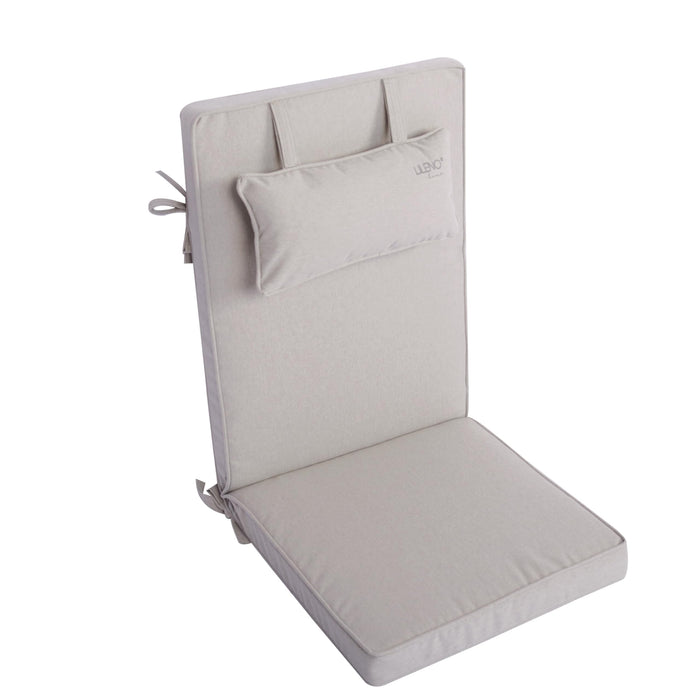 Hochlehnerauflage mit Kopfkissen 1er Set DUBAI - Gartenstuhl Auflage, bequeme Sitzauflage für Gartenmöbel, Stuhlkissen