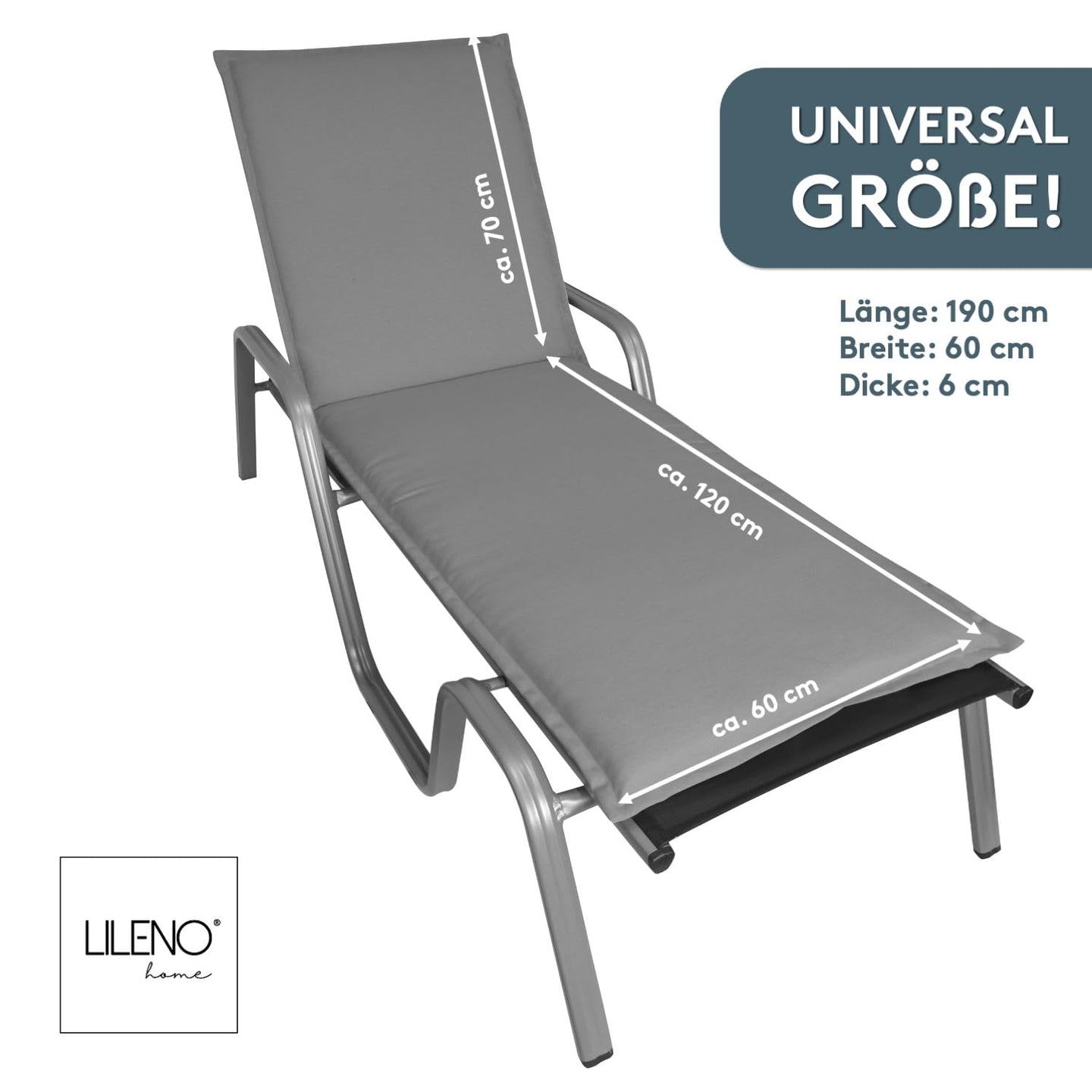 Liegenauflage MALTA perfekt für Strandliege, Sonnenliege Auflage, Gartenliege Auflage