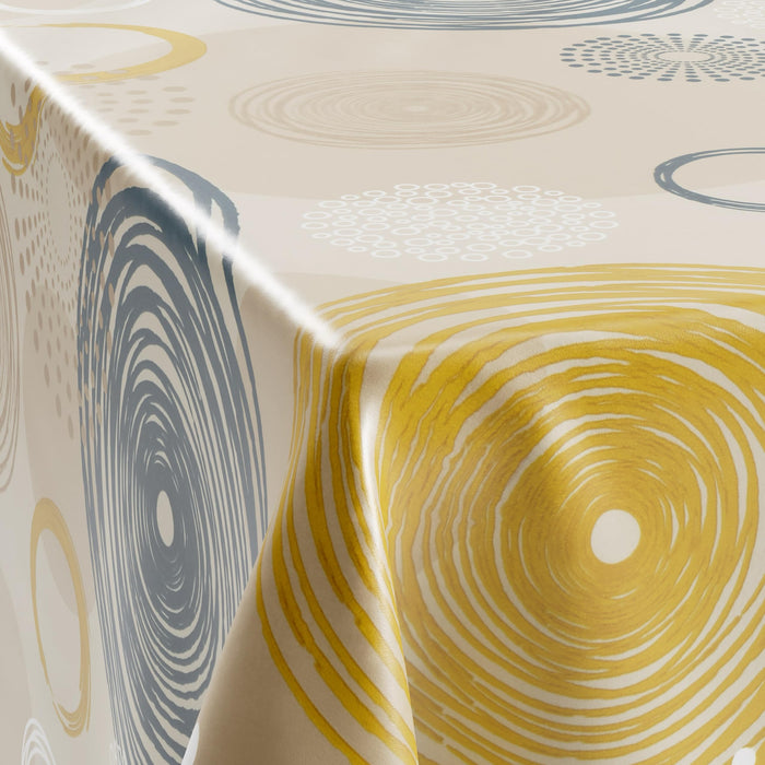 Tischdecke abwaschbar als Meterware oder rund in Swirl beige - Wachstuchtischdecke wasserabweisend