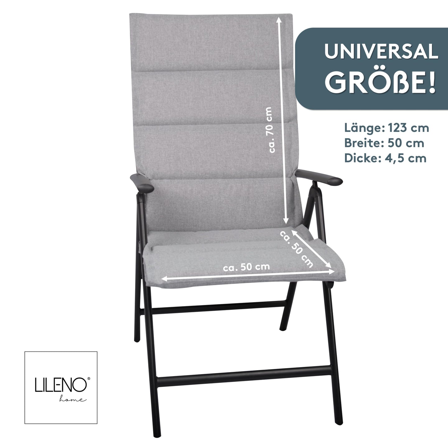 Hochlehnerauflage 2er Set ALUTEX bequeme Sitzauflage für Gartenmöbel, Stuhlkissen für Klappstühle
