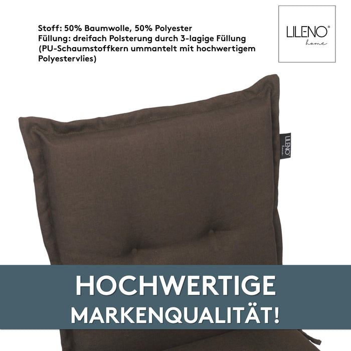 Niedriglehnerauflage 1er Set MARBELLA - Gartenstuhl Auflage, bequeme Sitzauflage für Gartenmöbel, Stuhlkissen
