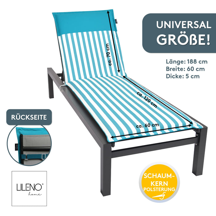 Liegenauflage MALTA perfekt für Strandliege, Sonnenliege Auflage, Gartenliege Auflage