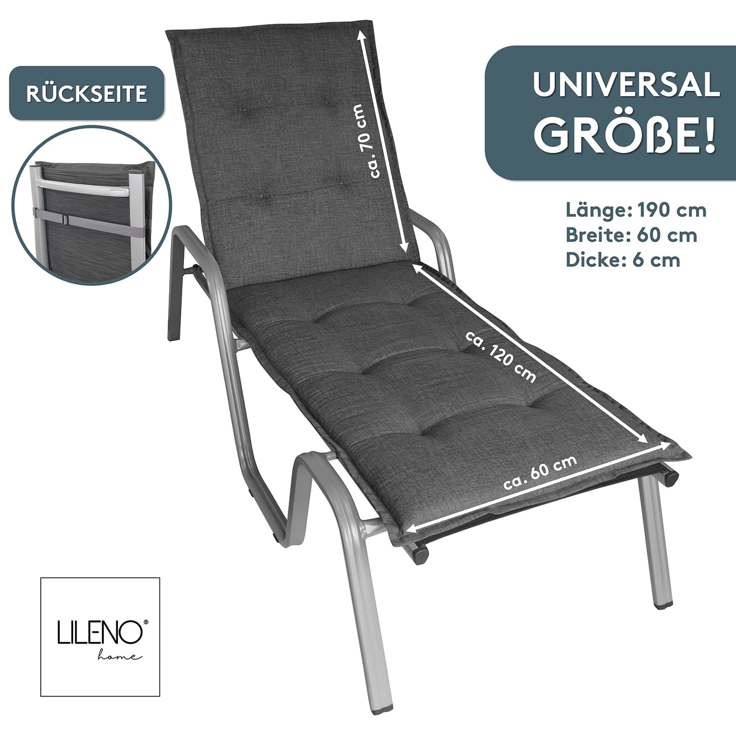 Liegenauflage FLORENCE TINO perfekt für Strandliege, Sonnenliege Auflage, Gartenliege Auflage