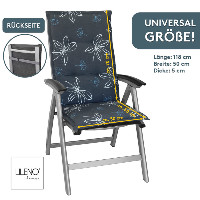 Hochlehnerauflage Gartenstuhl Auflage 1er Set FLORENCE, bequeme Sitzauflage für Gartenmöbel, Stuhlkissen