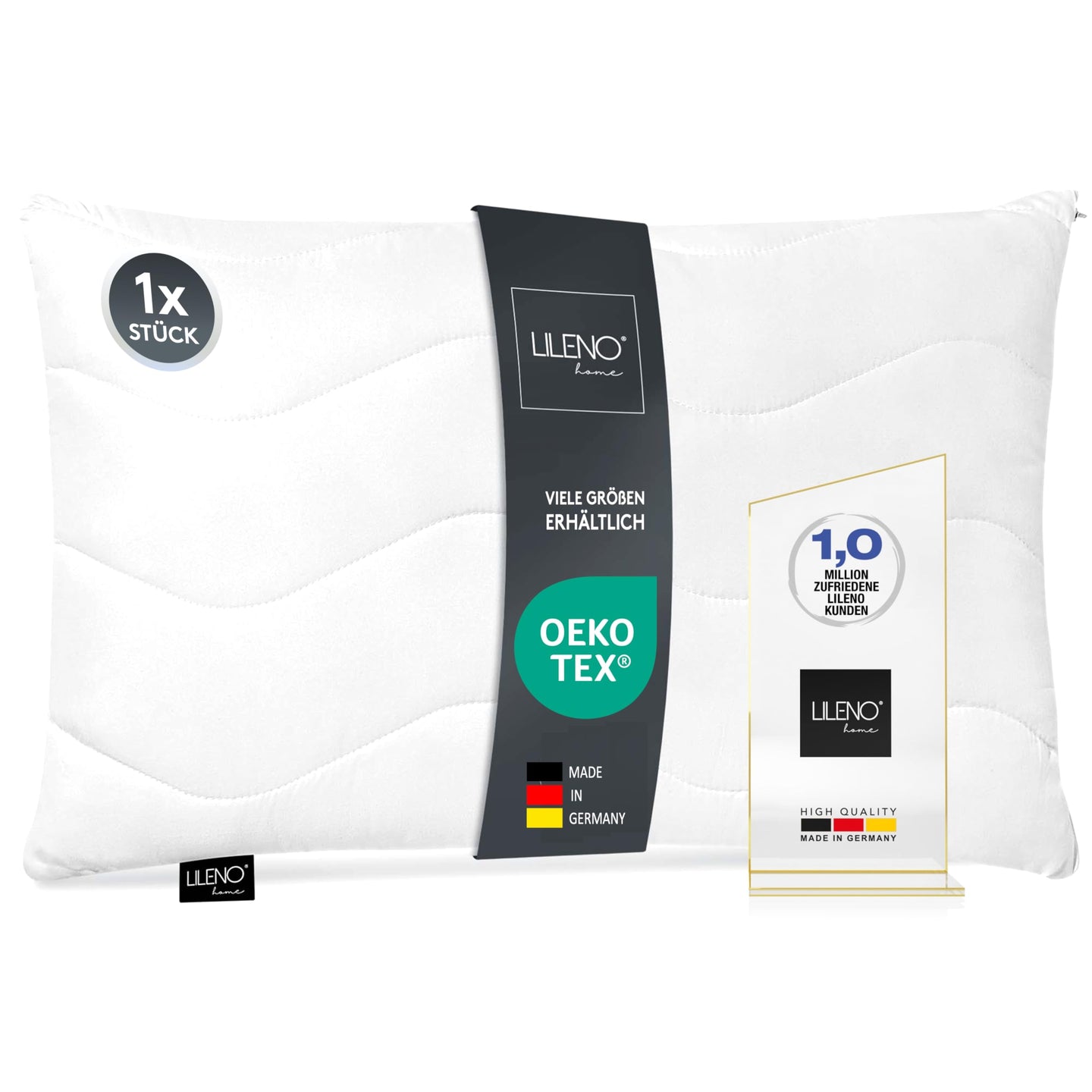 Kopfkissen 1er Set - gestepptes Kissen in verschiedenen Größen - Made in Germany