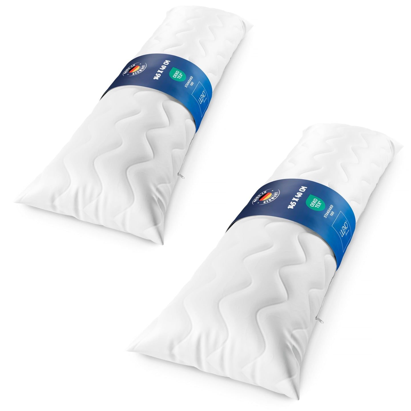 Seitenschläferkissen 40x145 cm 2er Set (1100 g Füllung) - Stillkissen + herausnehmbares Innenkissen