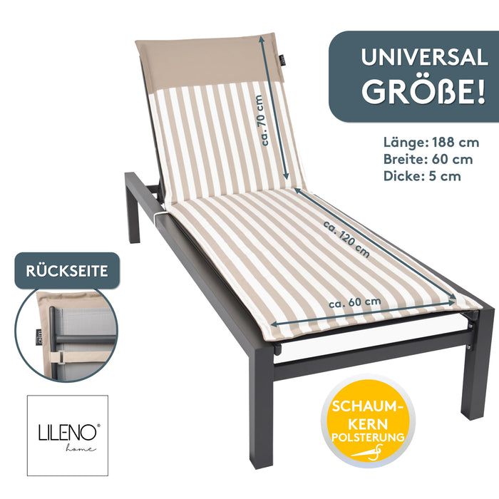 Liegenauflage MALTA perfekt für Strandliege, Sonnenliege Auflage, Gartenliege Auflage