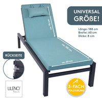 Liegenauflage mit Kopfkissen MARBELLA perfekt für Strandliegen, Sonnenliege Auflage, Gartenliege Auflage