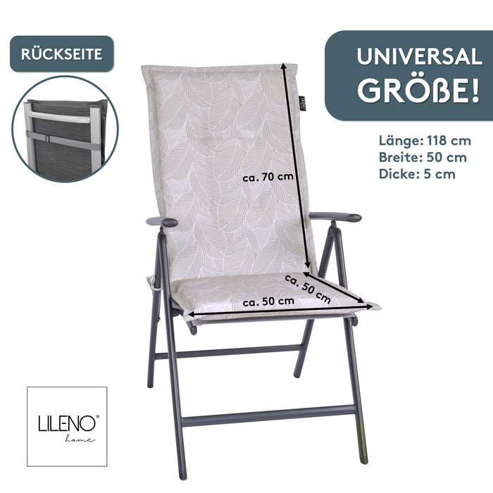 Hochlehnerauflage Gartenstuhl Auflage 1er Set FLORENCE, bequeme Sitzauflage für Gartenmöbel, Stuhlkissen