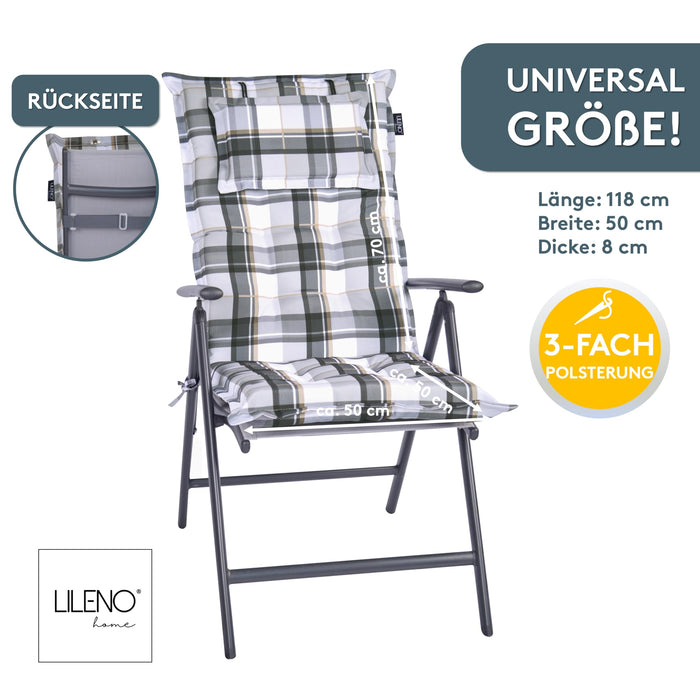 Hochlehnerauflage 1er Set MARBELLA - Gartenstuhl Auflage, bequeme Sitzauflage für Gartenmöbel, Stuhlkissen
