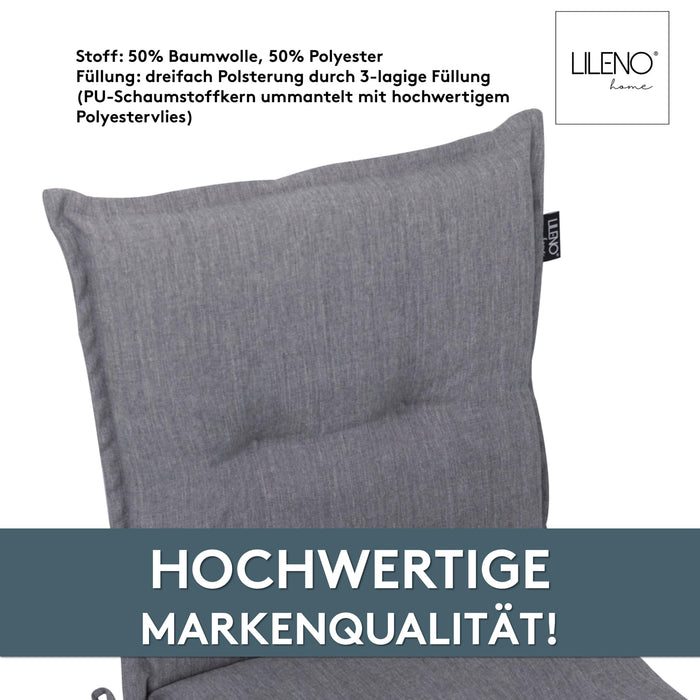 Niedriglehnerauflage 1er Set MARBELLA - Gartenstuhl Auflage, bequeme Sitzauflage für Gartenmöbel, Stuhlkissen