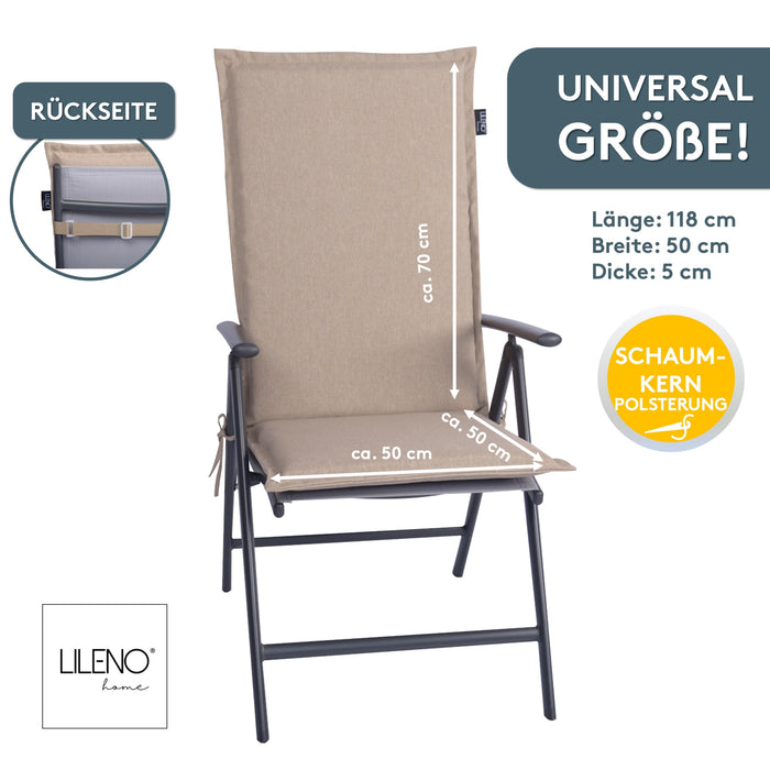 Hochlehnerauflage 1er Set MALTA - Gartenstuhl Auflage, bequeme Sitzauflage für Gartenmöbel, Stuhlkissen