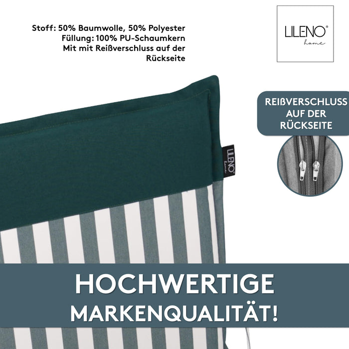 Hochlehnerauflage 1er Set MALTA - Gartenstuhl Auflage, bequeme Sitzauflage für Gartenmöbel, Stuhlkissen