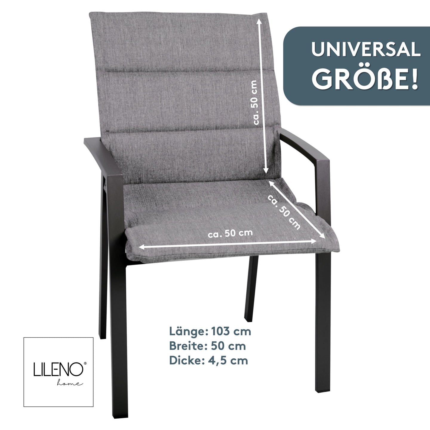 Polsterauflage Niedriglehner 2er Set, bequeme Sitzauflage für Gartenmöbel, Stuhlkissen