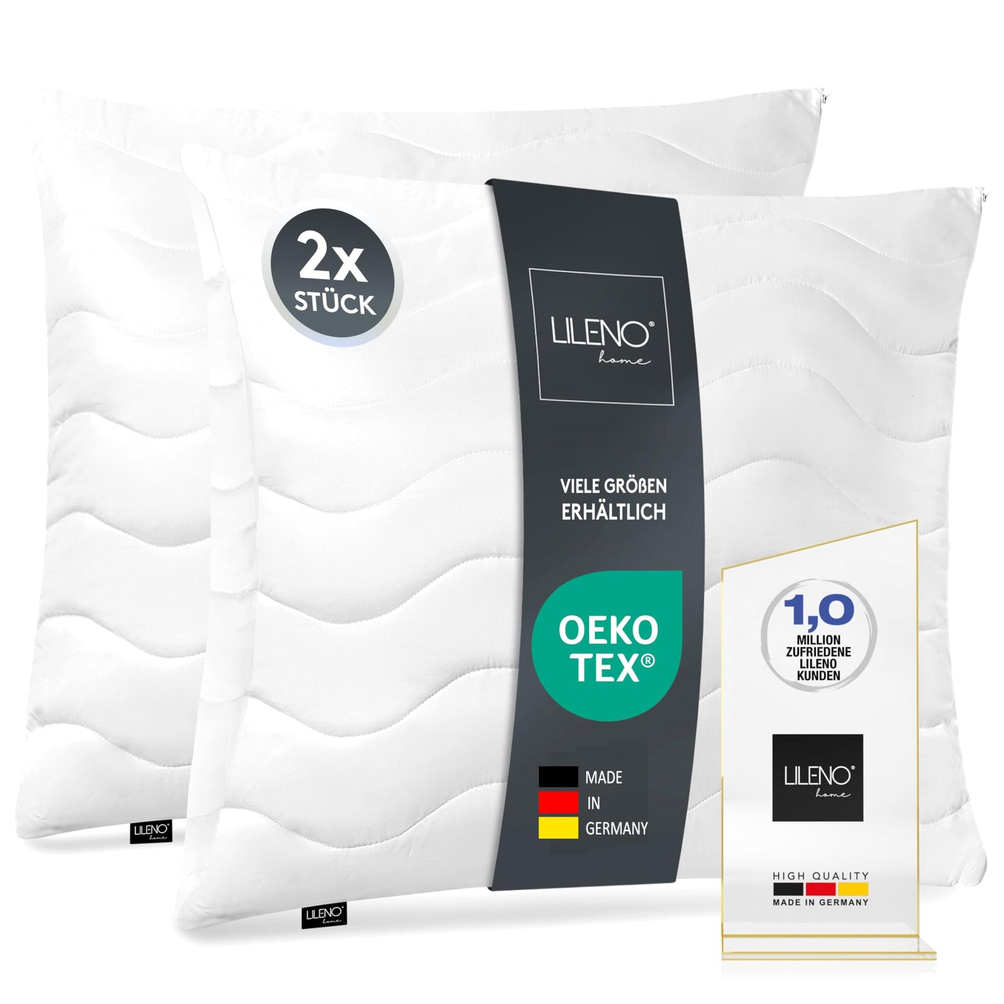 Kopfkissen 2er Set - gestepptes Kissen in verschiedenen Größen - Made in Germany