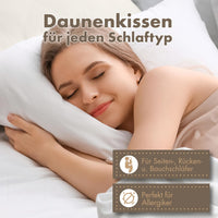3-Kammer-Kopfkissen 2er Set - Daunenkissen 40x80 & Daunenkissen 80x80 - langlebiges Baumwollkissen