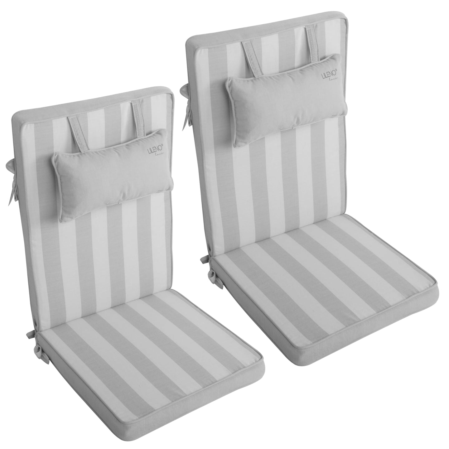 Hochlehnerauflage mit Kopfkissen 2er Set DUBAI - Gartenstuhl Auflage, bequeme Sitzauflage für Gartenmöbel, Stuhlkissen