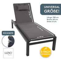 Liegenauflage mit Kopfkissen MARBELLA perfekt für Strandliegen, Sonnenliege Auflage, Gartenliege Auflage