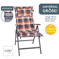 Hochlehnerauflage 1er Set MARBELLA - Gartenstuhl Auflage, bequeme Sitzauflage für Gartenmöbel, Stuhlkissen